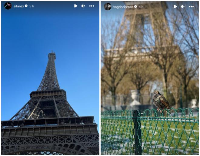 Aitana y Enzo han publicaod imágenes de la Torre Eiffel (@aitanax y @vogrincicenzo)