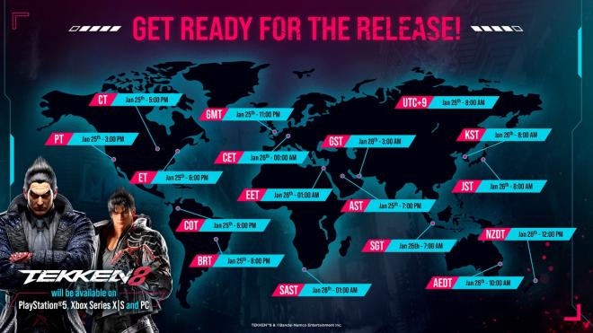 Los horarios globales de lanzamiento de Tekken 8.