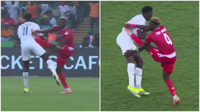 La brutal patada en las costillas de Bikoro en la Copa África.