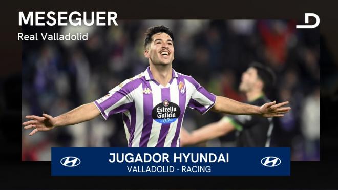 Víctor Meseguer, Jugador Hyundai del Real Valladolid ante los racinguistas.
