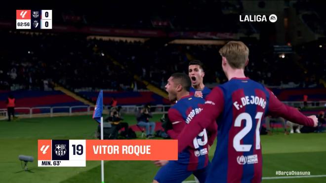 Vitor Roque logró el gol de la victoria del Barcelona ante el Osasuna en LaLiga EA Sports.