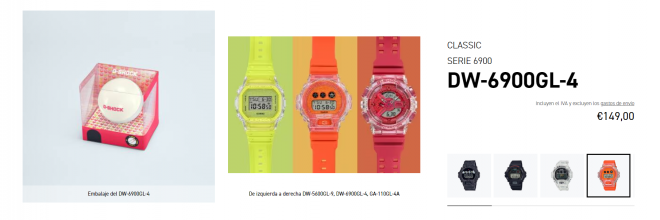 El modelo de reloj que le ha regalado Cristiano a Georgina (Captura de pantalla la web de Casio)