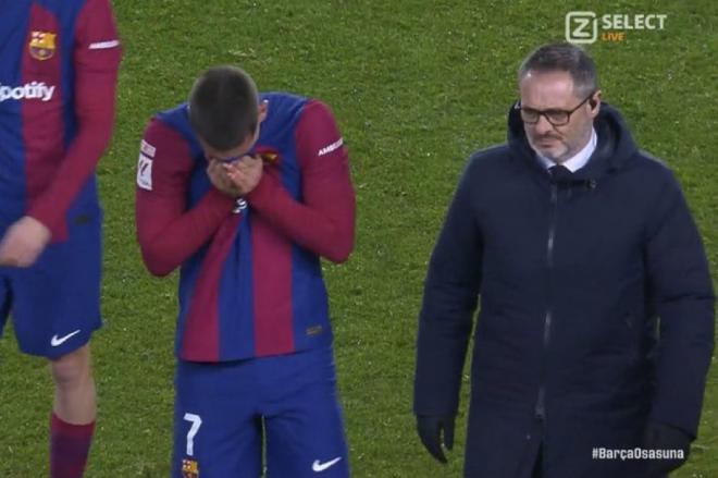 Las lágrimas de Ferran Torres tras su lesión en el Barça-Osasuna bajo las órdenes de Xavi.