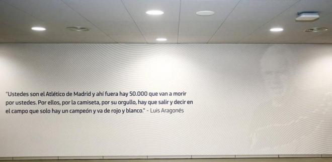 El discurso de Luis Aragonés en las paredes del Metropolitano. (Fuente: NEstadioAtleti)
