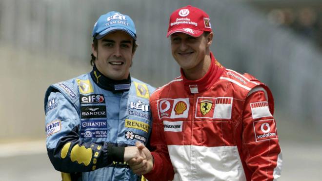 Fernando Alonso y Michael Schumacher, en 2006 (Foto: Cordon Press).