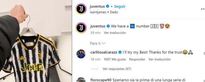 La broma de Carlos Alcaraz con el nuevo fichaje de la Juventus (@juventus)