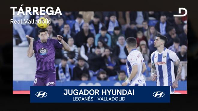 César Tárrega, Jugador Hyundai del Real Valladolid en Butarque.