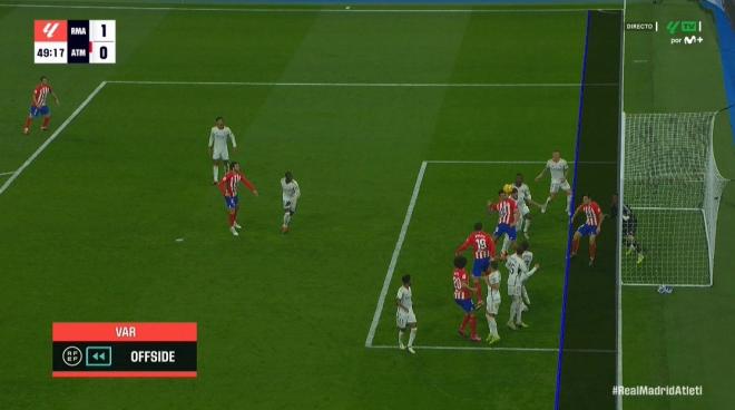 El gol anulado a Savic en el Bernabéu.