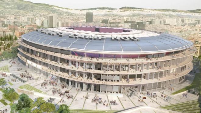Proyección de cómo será el nuevo Camp Nou que podría albergar la final del Mundial 2030
