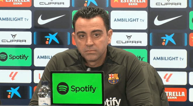 Xavi, en rueda de prensa del Barça.