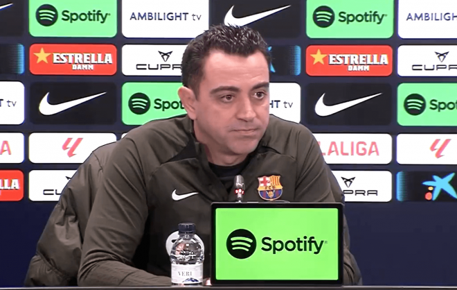 Xavi Hernández, en rueda de prensa del Barça.