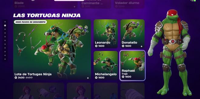 Las skins y armas de las Tortugas Ninja en Fortnite