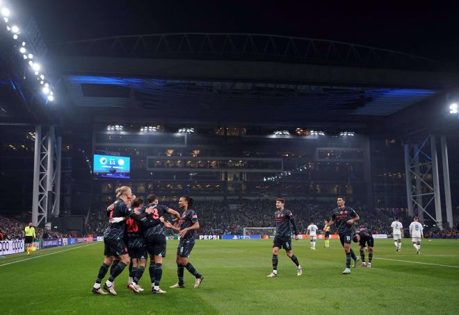 Celebración del Manchester City tras un gol en Copenhague (Foto: Cordon Press).