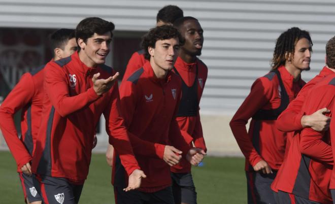 Juanlu y Hormigo, entrenando con el primer equipo (Foto: Kiko Hurtado).