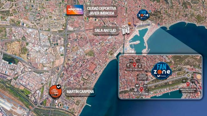 Mapa de la Fan Zone Copa del Rey Málaga 2024 (RR.SS)