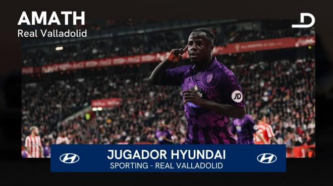 Amath, jugador Hyundai del Sporting - Valladolid.