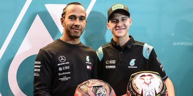 Lewis Hamilton y Fabio Quartararo, en 2020 (Foto: Petronas).