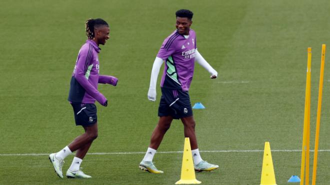 Camavinga y Tchouaméni en un entrenamiento con el Real Madrid (EuropaPress)