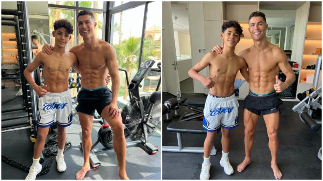 Cristiano Ronaldo presume de músculos junto a su hijo (@cristiano)