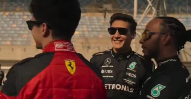 Russell, Hamilton y Leclerc, en 'Drive to Survive'