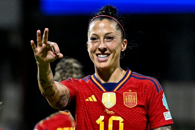 Jenni Hermoso celebrando un gol con la Selección Española. (Fuente: Cordon Press)