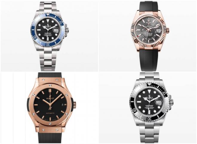 Algunos de los relojes de Ilia Topuria (Foto: rolex.com y hublot.com).