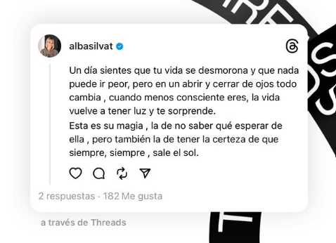 La reflexión de Alba Silva en Threads (Foto: @albasilvat).