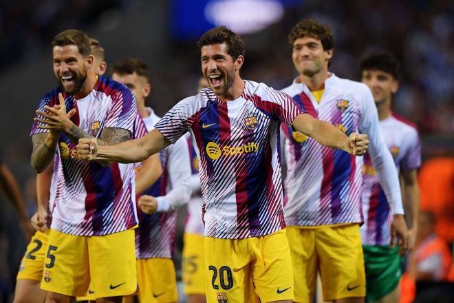 Sergi Roberto celebrando una victoria del Barça (Foto: Cordon Press).