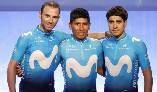 Alejandro Valverde, Nairo Quintana y Mikel Landa, durante su etapa en Movistar. (Foto: Movistar Tea