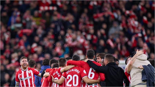 El Athletic Club celebra la victoria en la semifinal de Copa del Rey.