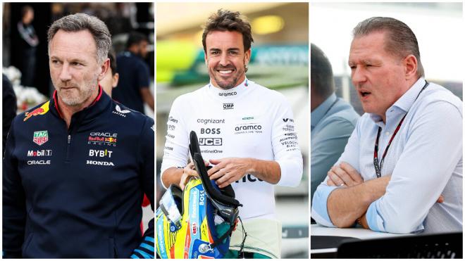Christian Horner, Fernando Alonso y Jos Verstappen. (Cordon Press)