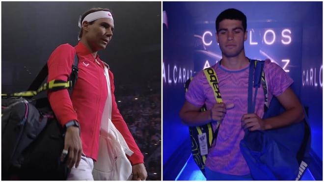 Rafa Nadal y Carlos Alcaraz disputaron la Netflix Slam. (Foto: Netflix).