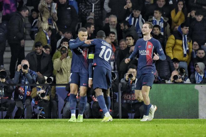 Mbappé, tras uno de los goles a la Real Sociedad. (Cordon Press)