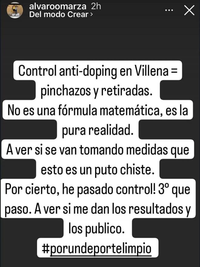 Alvaro Marza denuncia la retirada de varios ciclistas tras conocerse un control antidoping.