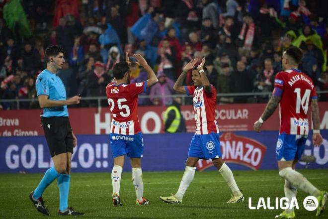 Savinho celebra su gol en el Girona-Osasuna (Foto: LALIGA).