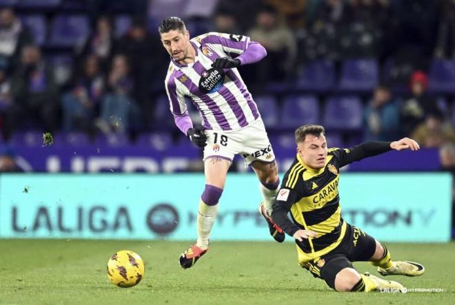 Escudero, ante el Real Zaragoza (Foto: LALIGA Hypermotion).