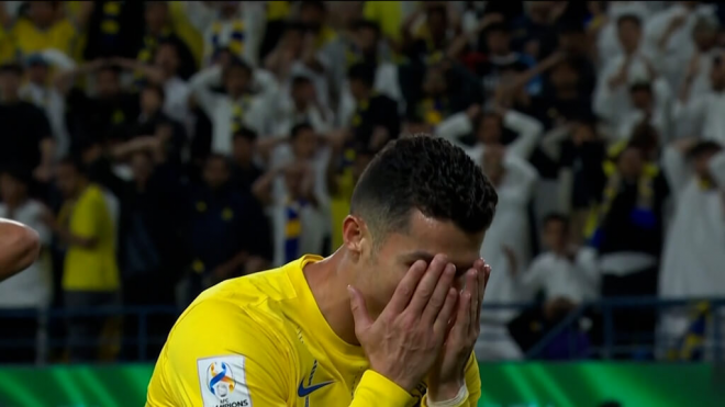 La reacción de Cristiano Ronaldo a su fallo en la AFC Champions League. (Fuente: SNTV)
