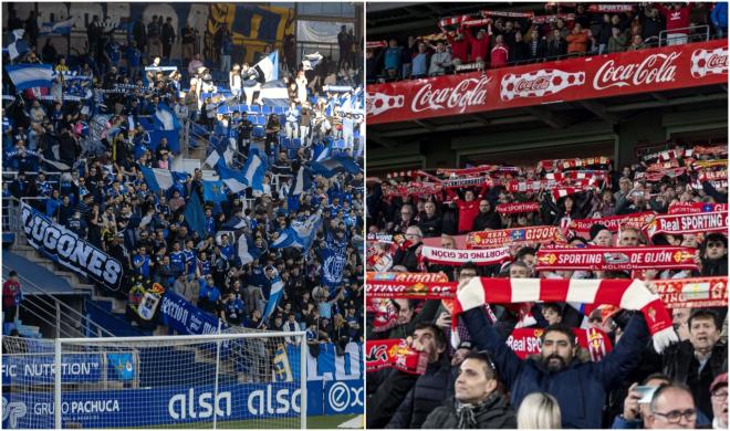 Aficiones de Oviedo y Sporting.