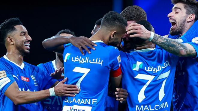 El Al-Hilal celebrando uno de sus goles (@Al-Hilal)
