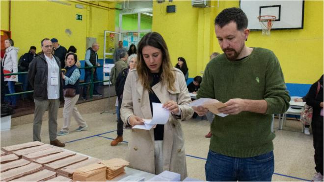 Pablo Iglesias e Irene Montero en las elecciones autonómicas de 2023 (Europa Press)