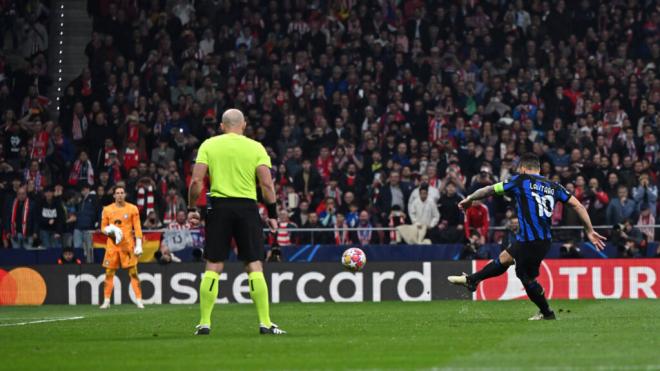 Lautaro Martínez falló el último penalti ante el Atlético de Madrid. (Fuente: Cordon Press)