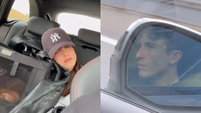 Marc Márquez y Gemma Pinto en el coche de camino a una escapada romántica (Instagram: @gemmpinto