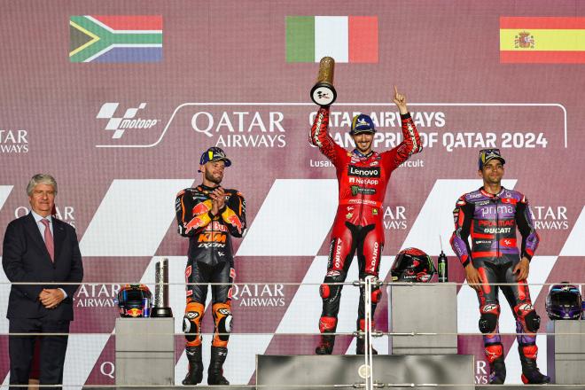 El primer podio de un GP de MotoGP en 2024 (Foto: Cordon Press).