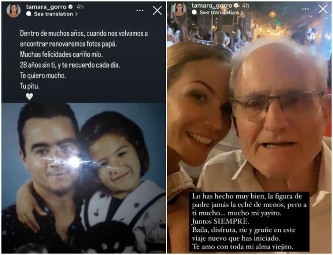 Las cariñosas palabras de Tamara Gorro para su padre y su abuelo (Fotos: @tamara_gorro en Instagram)
