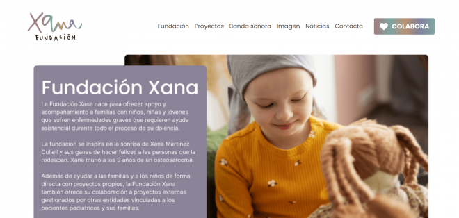 La Fundación Xana de la que forma parte Luis Enrique y su familia (Captura de la web oficial)