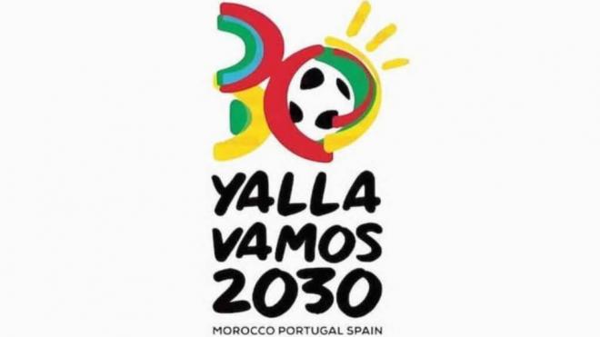 Logo oficial del Mundial 2030 entre España, Portugal y Marruecos