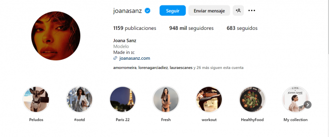 Joana Sanz vuelve a las redes (Captura de su perfil de Instagram)