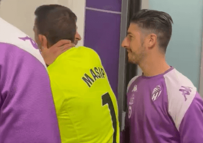 Masip se abraza con Sergio León (Foto: Real Valladolid).