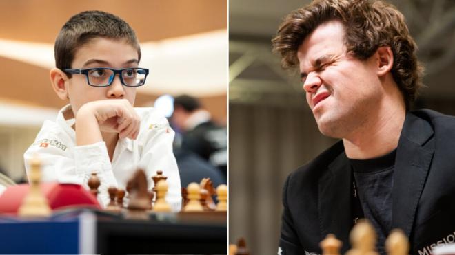Faustino Oro vence a Magnus Carlsen (@chesscom_es)