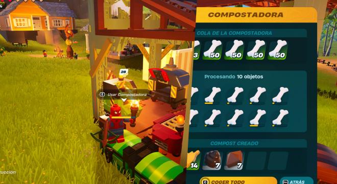 La Compostadora creando Biomasa en LEGO Fortnite